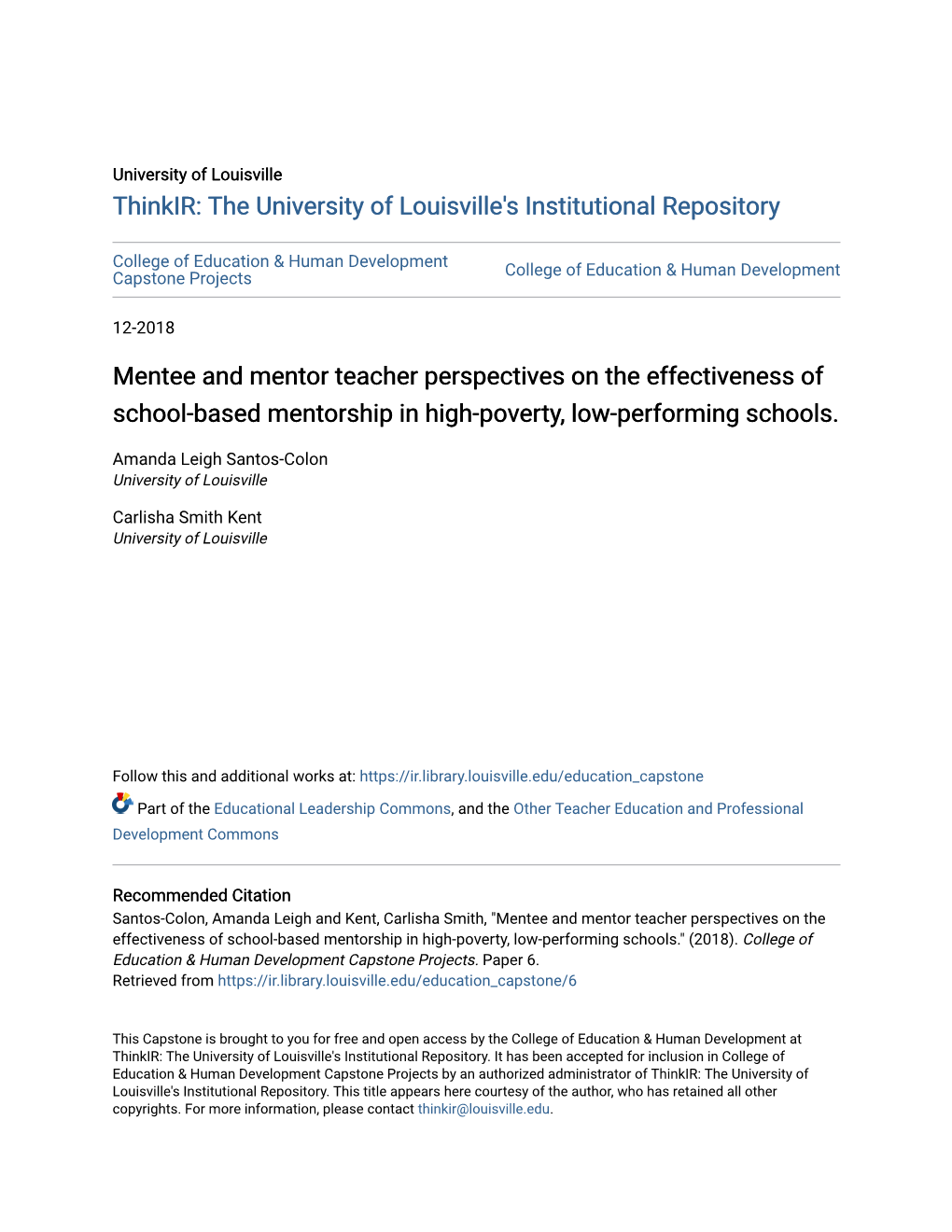 Mentee and Mentor Teacher Perspectives on the Effectiveness of School-Based Mentorship in High-Poverty, Low-Performing Schools