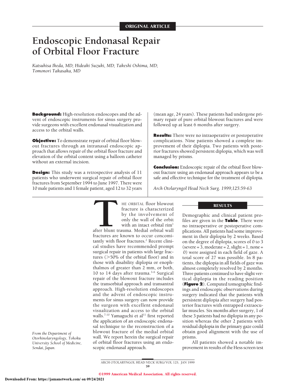 Endoscopic Endonasal Repair of Orbital Floor Fracture