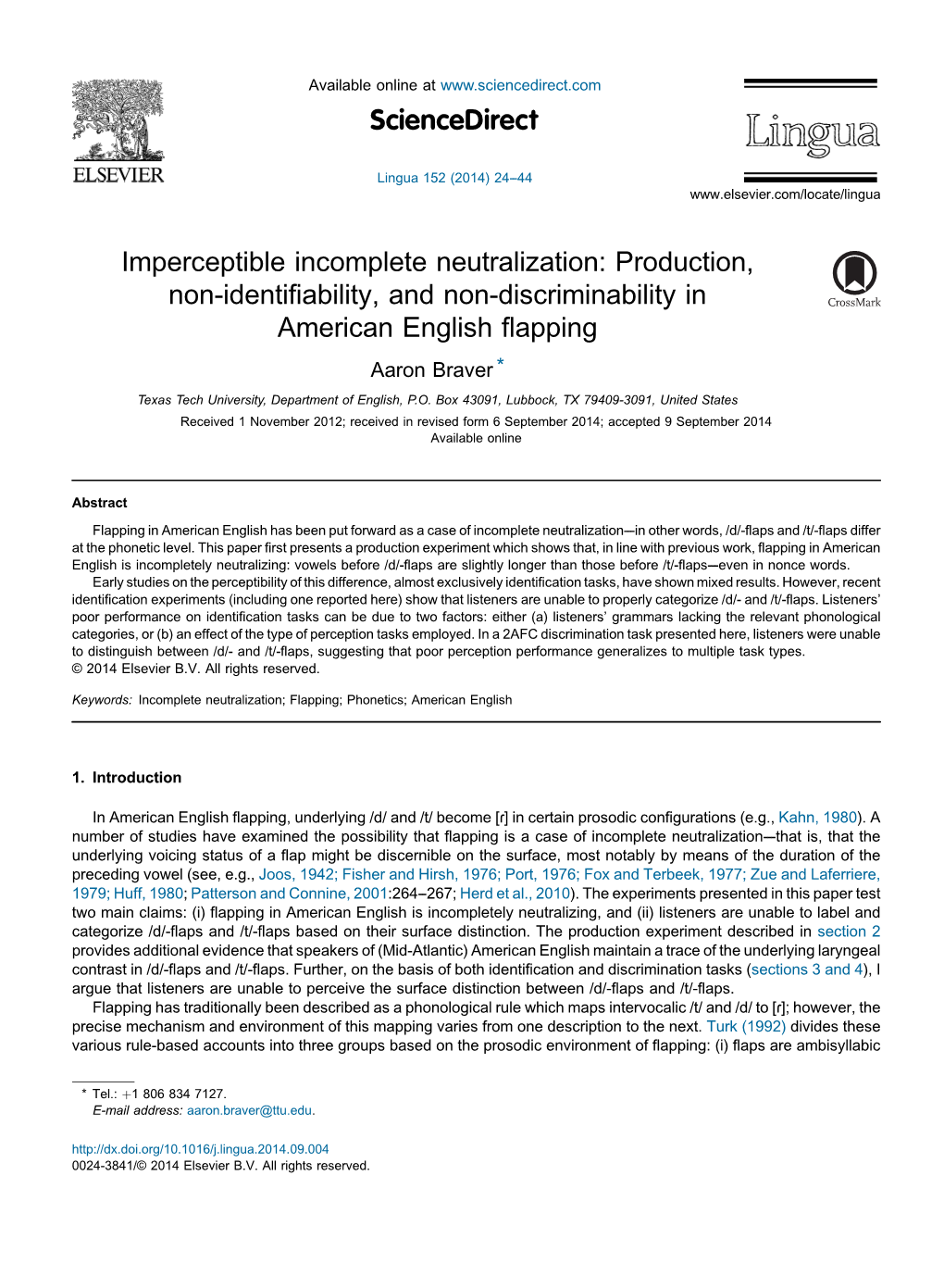 Imperceptible Incomplete Neutralization