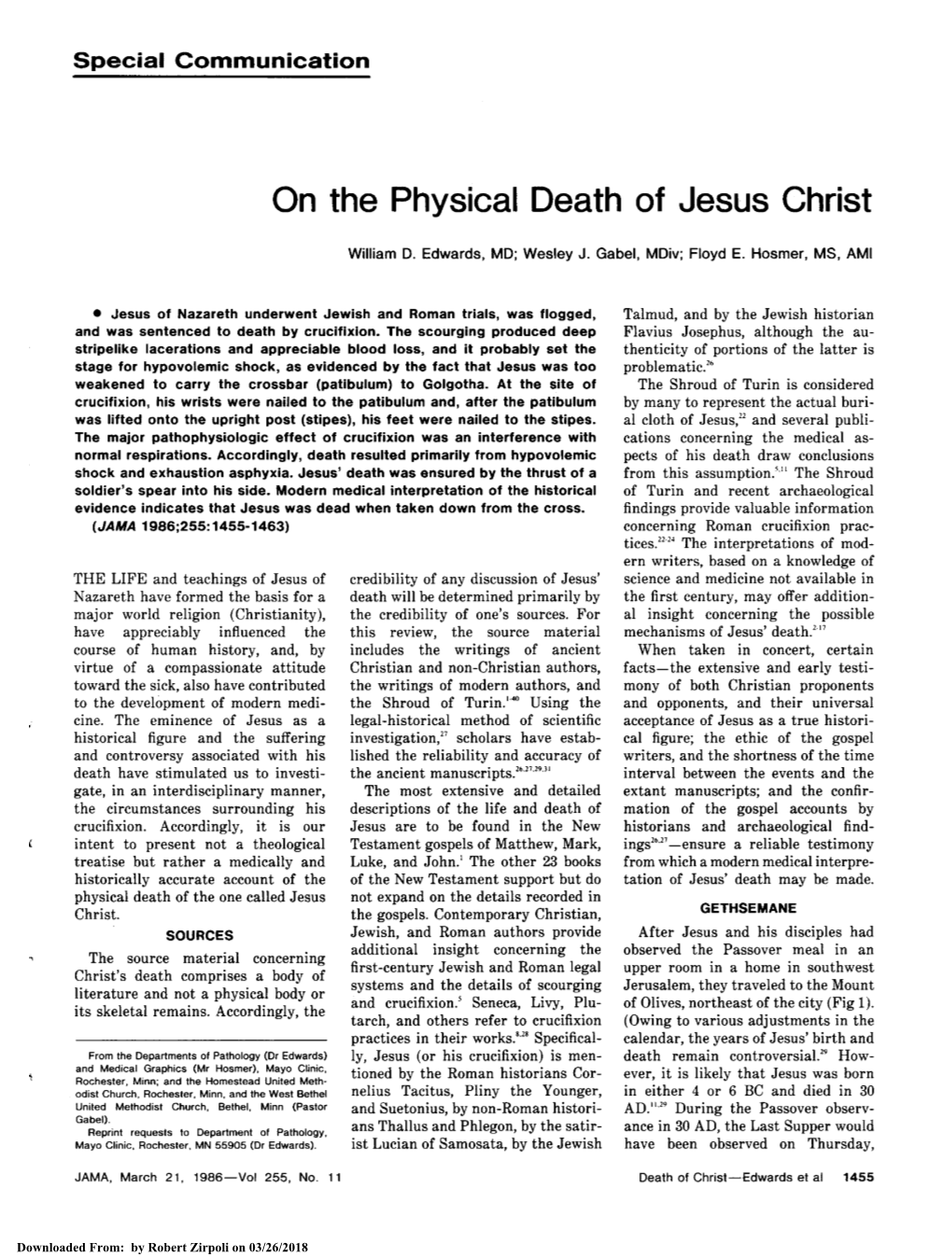 On the Physical Death of Jesus Christ