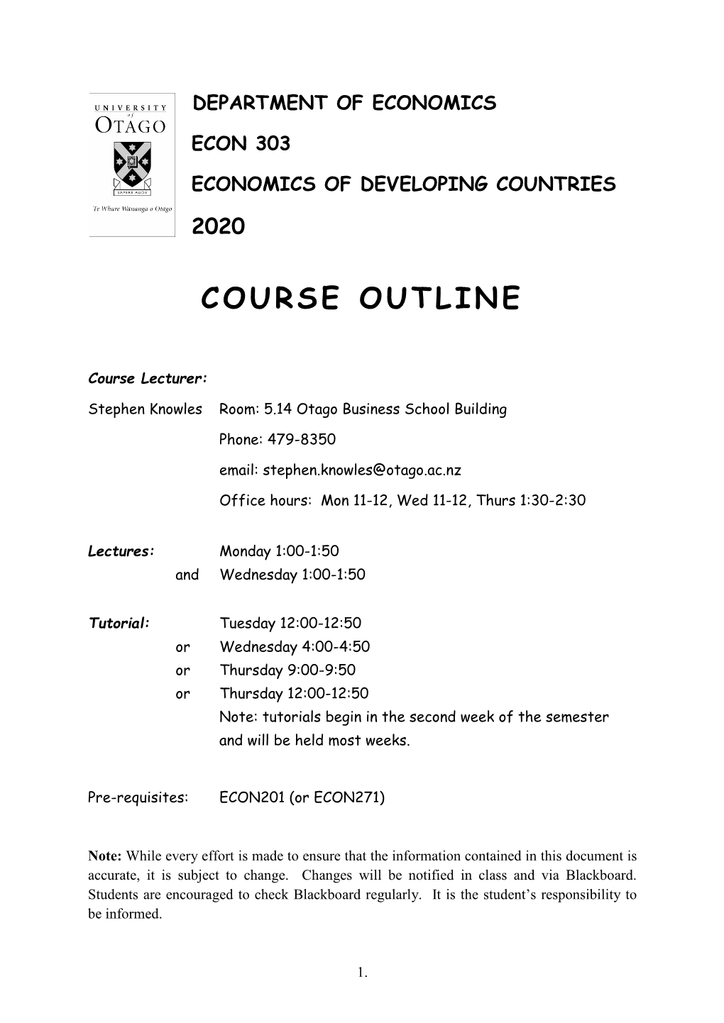 Course Outline