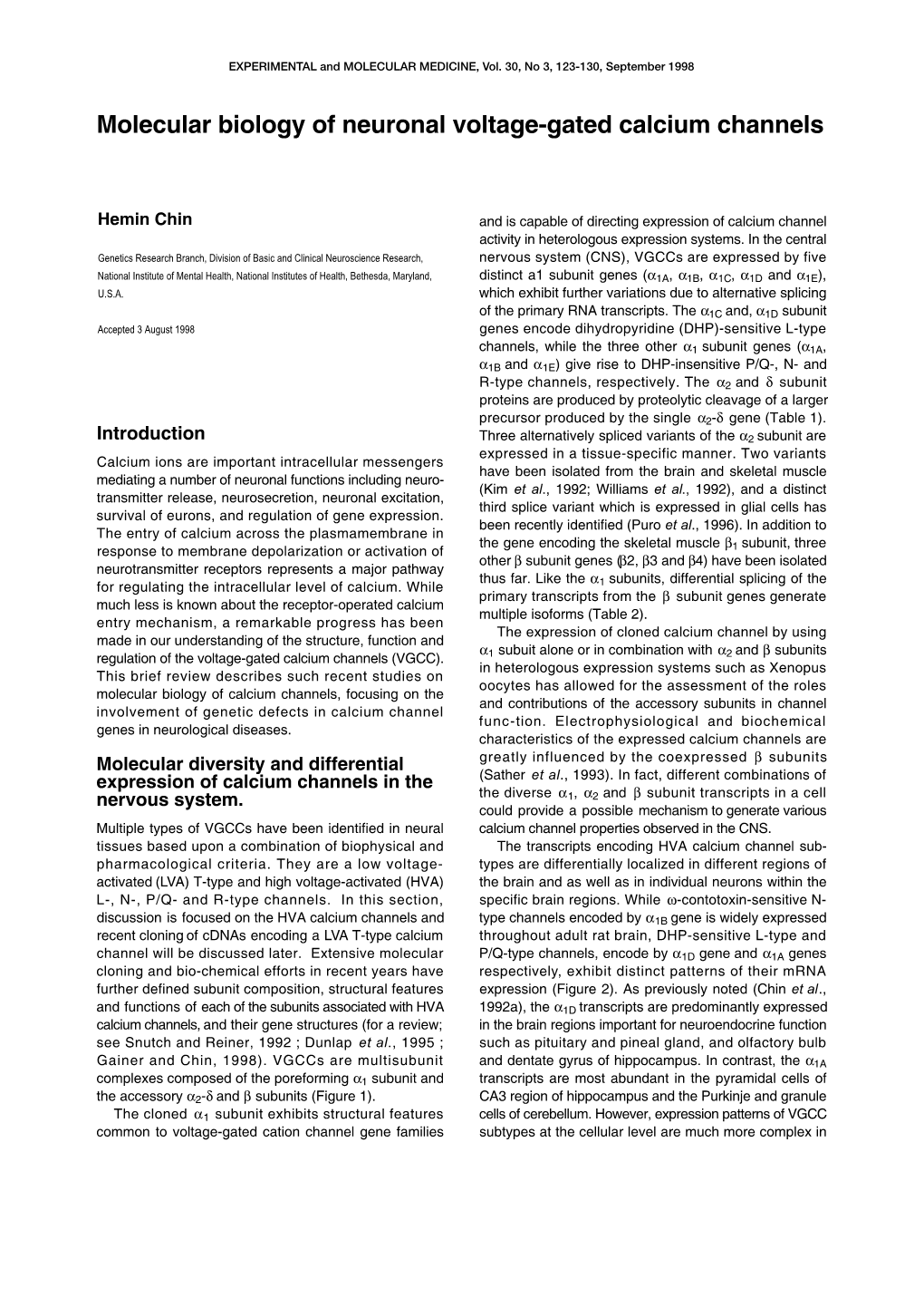 Molecular Biology of Neuronal Voltage-Gated Calcium Channels