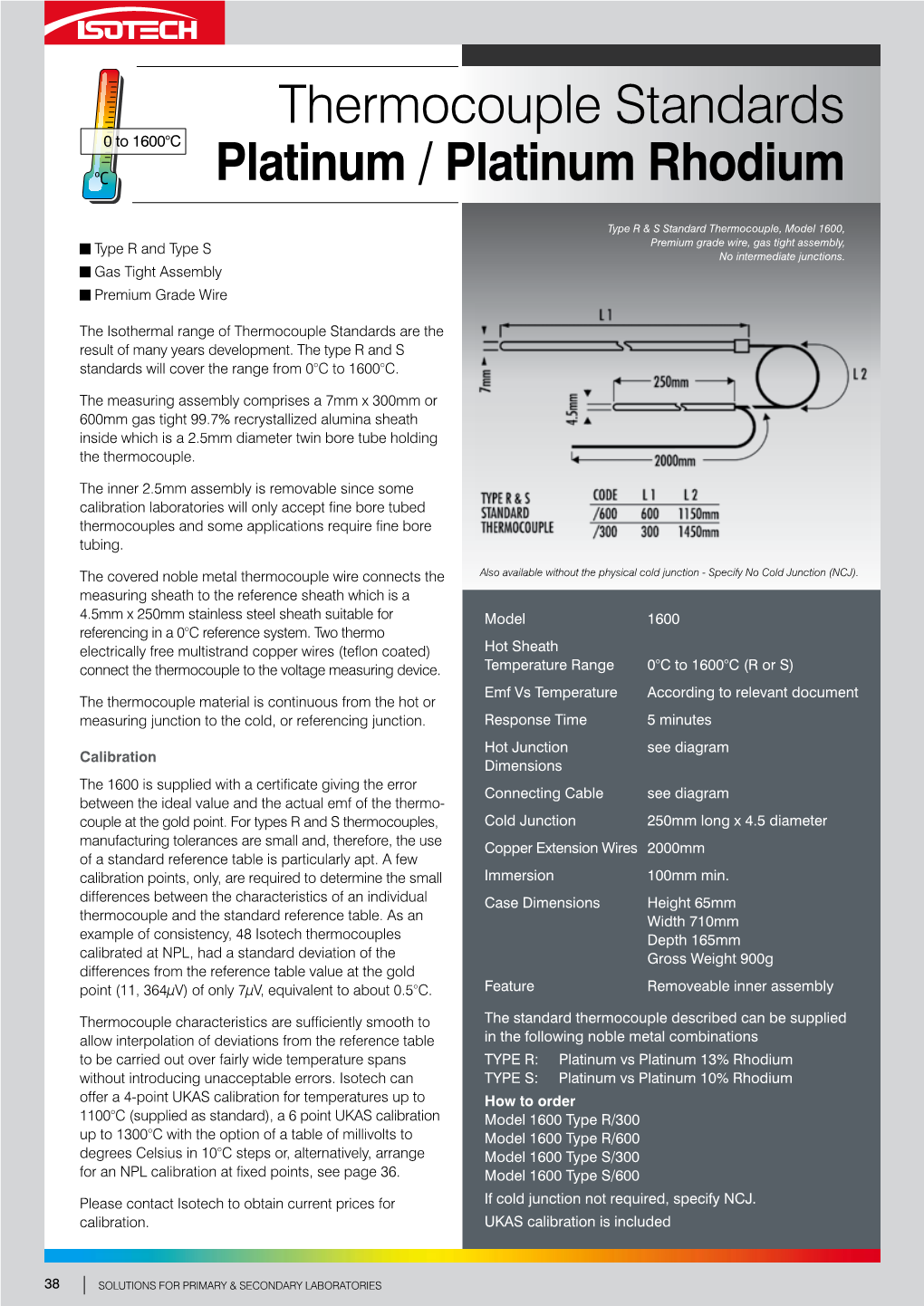 Thermocouple Standards Platinum / Platinum Rhodium