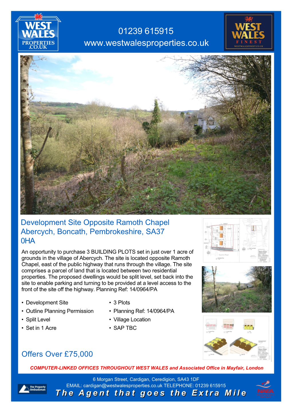 Abercych, Boncath, Pembrokeshire, SA37 0HA an Opportunity to Purchase 3 BUILDING PLOTS Set in Just Over 1 Acre of Grounds in the Village of Abercych