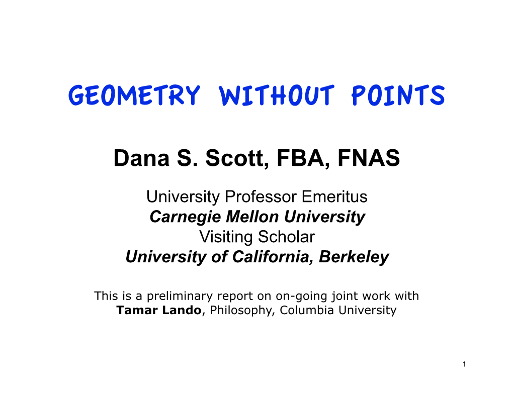 Geometry Without Points