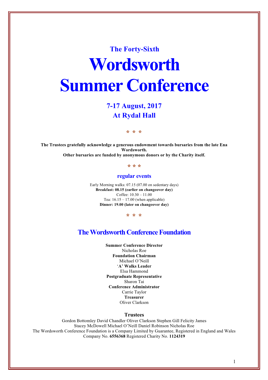 Wordsworth Summer Conference