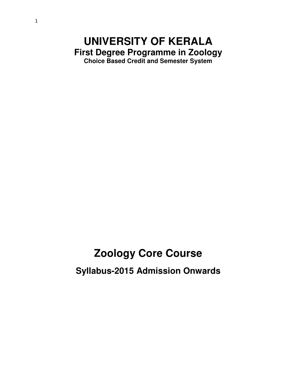 UNIVERSITY of KERALA Zoology Core Course