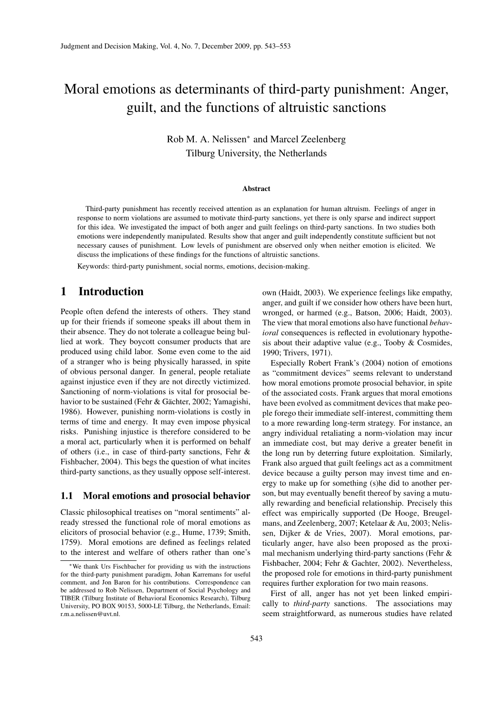 Moral Emotions As Determinants of Third-Party Punishment: Anger, Guilt, and the Functions of Altruistic Sanctions