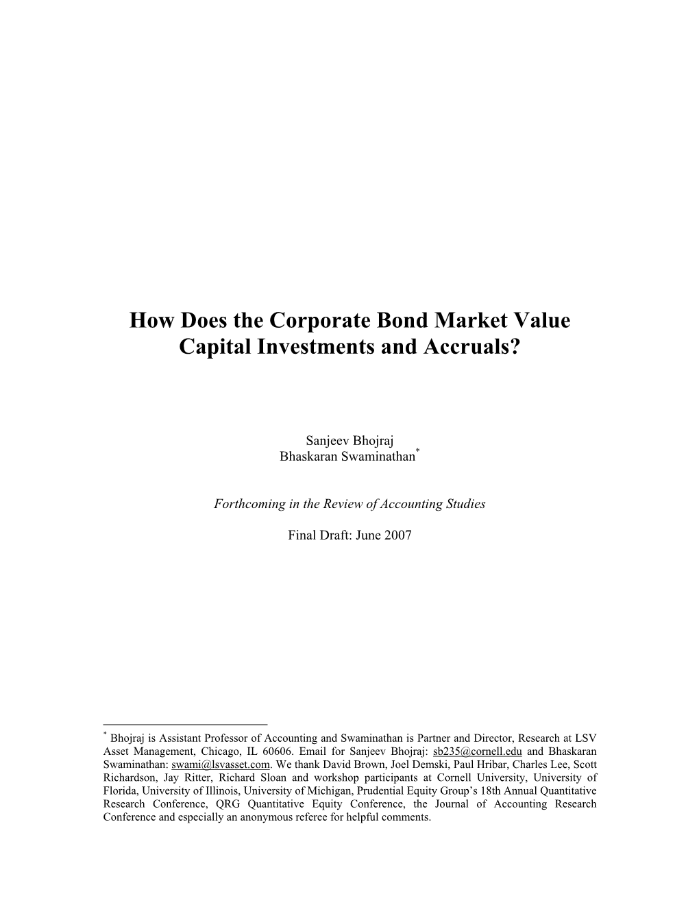How Does the Corporate Bond Market Value Capital Investments and Accruals?