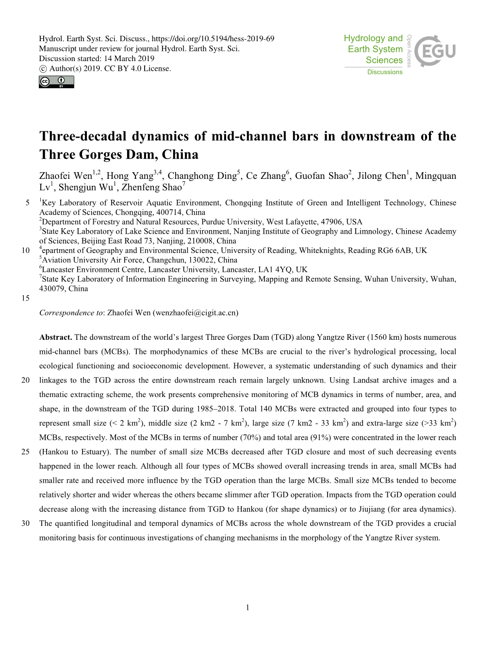 Three-Decadal Dynamics of Mid-Channel Bars in Downstream Of