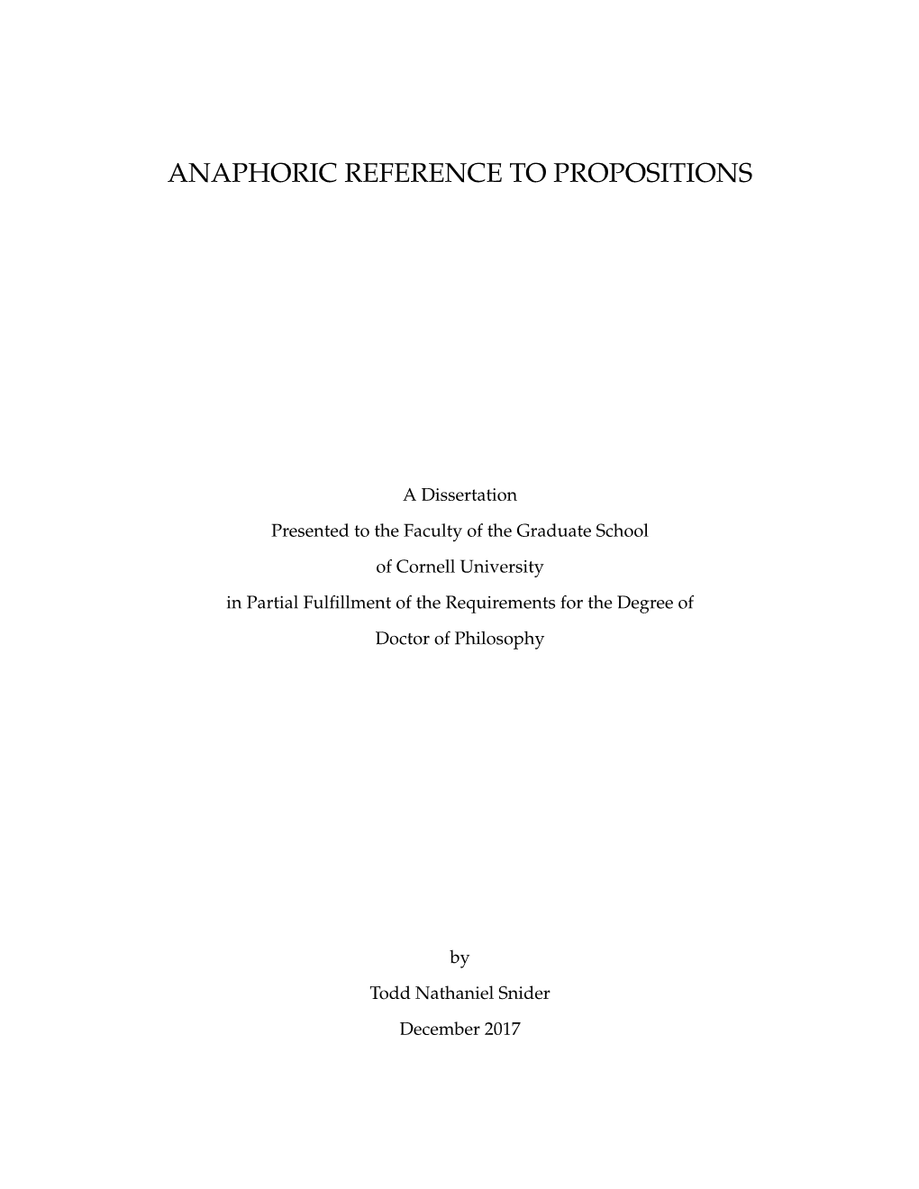 Anaphoric Reference to Propositions