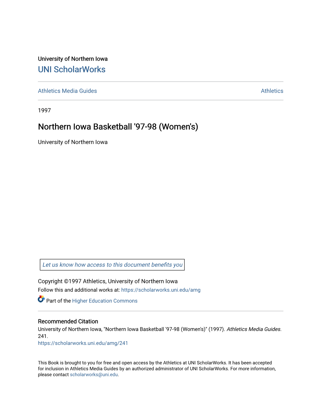 Northern Iowa Basketball '97-98 (Women's)
