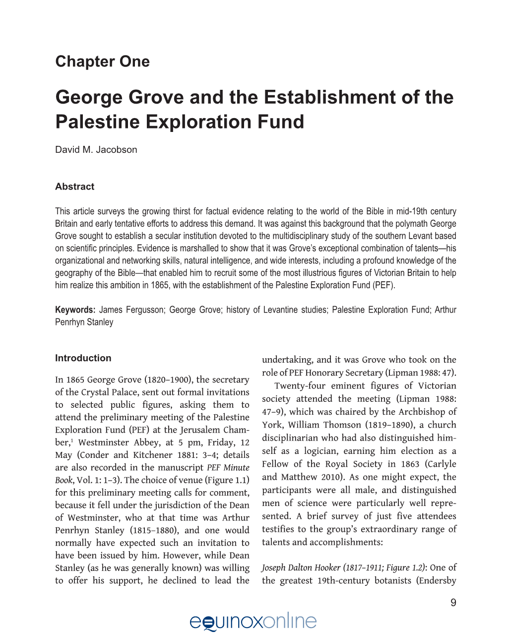 George Grove and the Establishment of the Palestine Exploration Fund