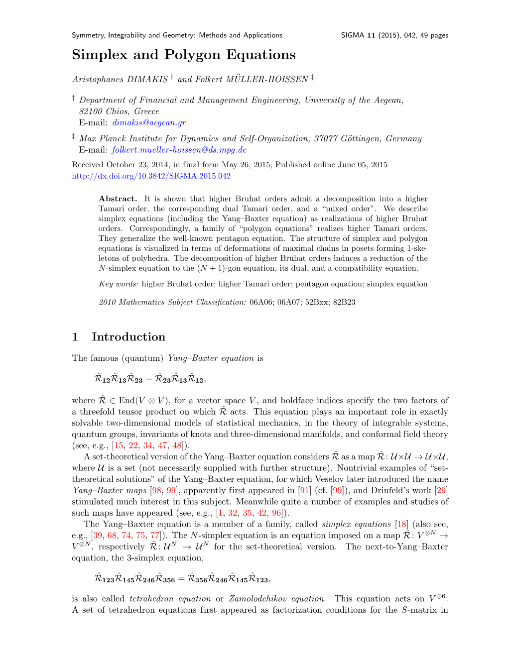 Simplex and Polygon Equations