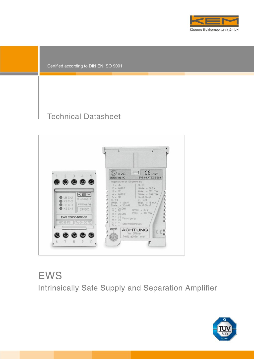 Intrinsically Safe Supply and Separation Amplifier EWS