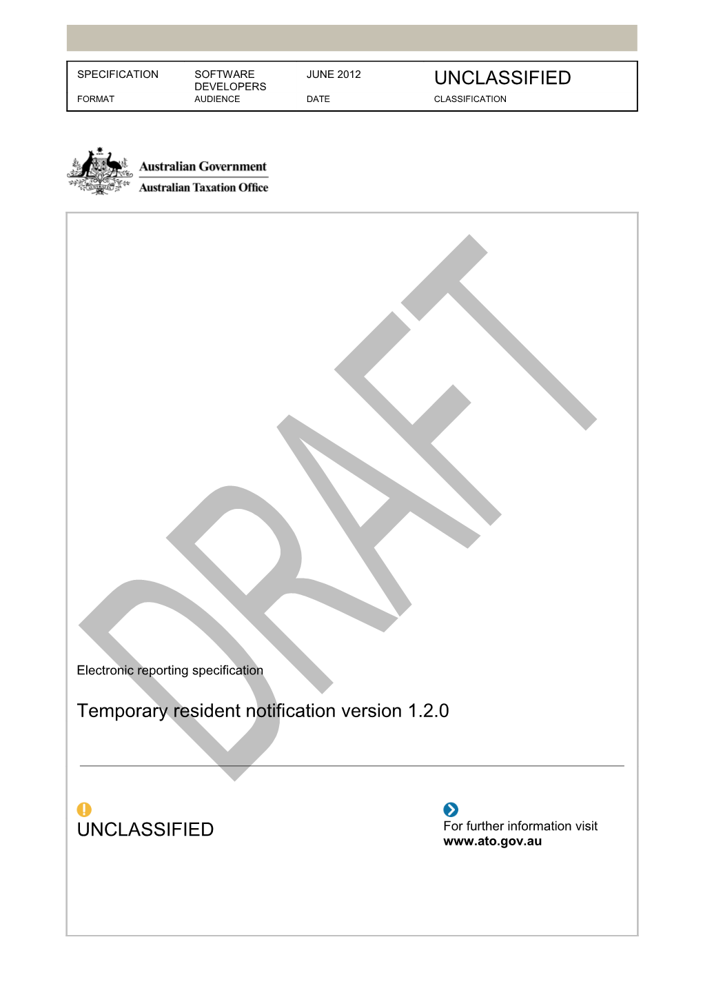 Electronic Reporting Specification - Temporary Resident Notification