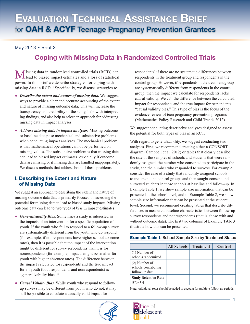 Coping with Missing Data in Randomized Controlled Trials