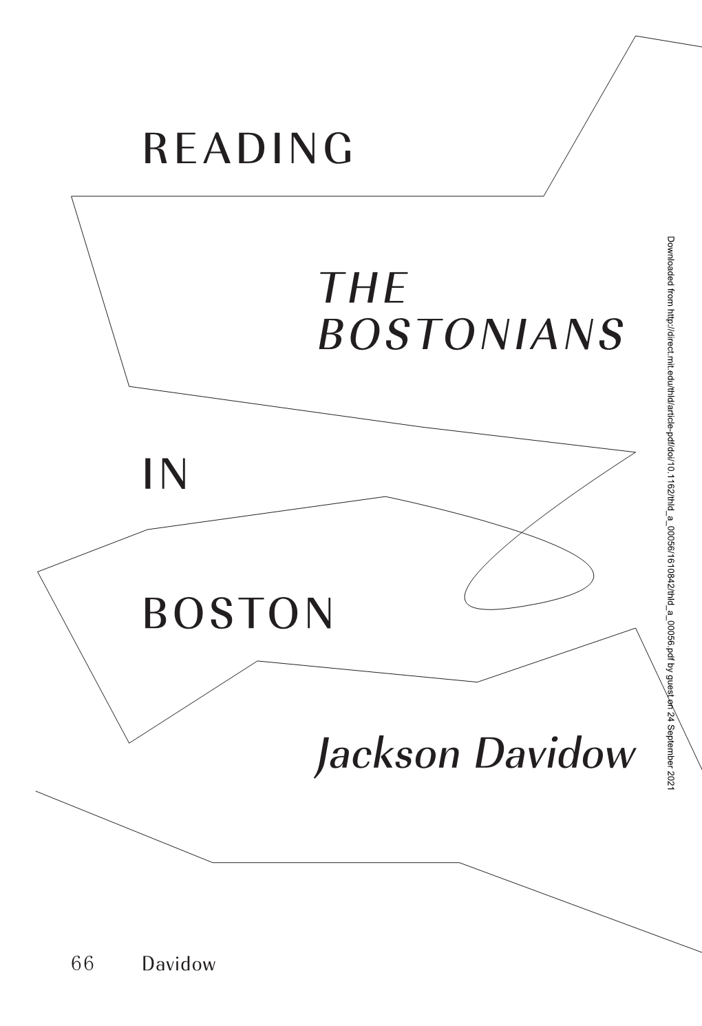 THE BOSTONIANS Jackson Davidow