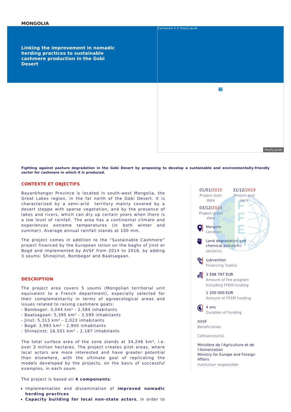 MONGOLIA Linking the Improvement in Nomadic Herding Practices To