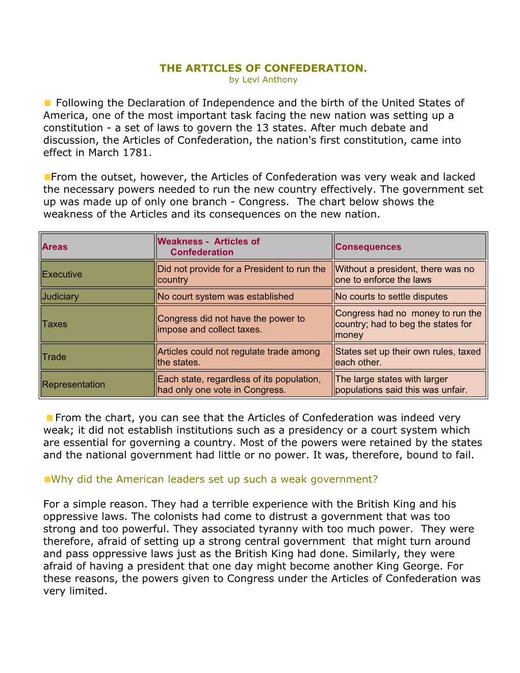 The Articles of Confederation