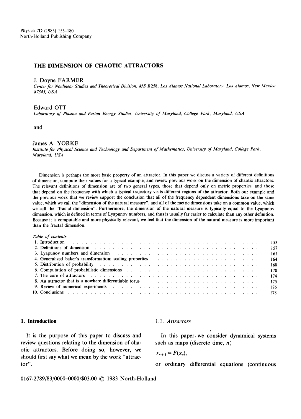 The Dimension of Chaotic Attractors