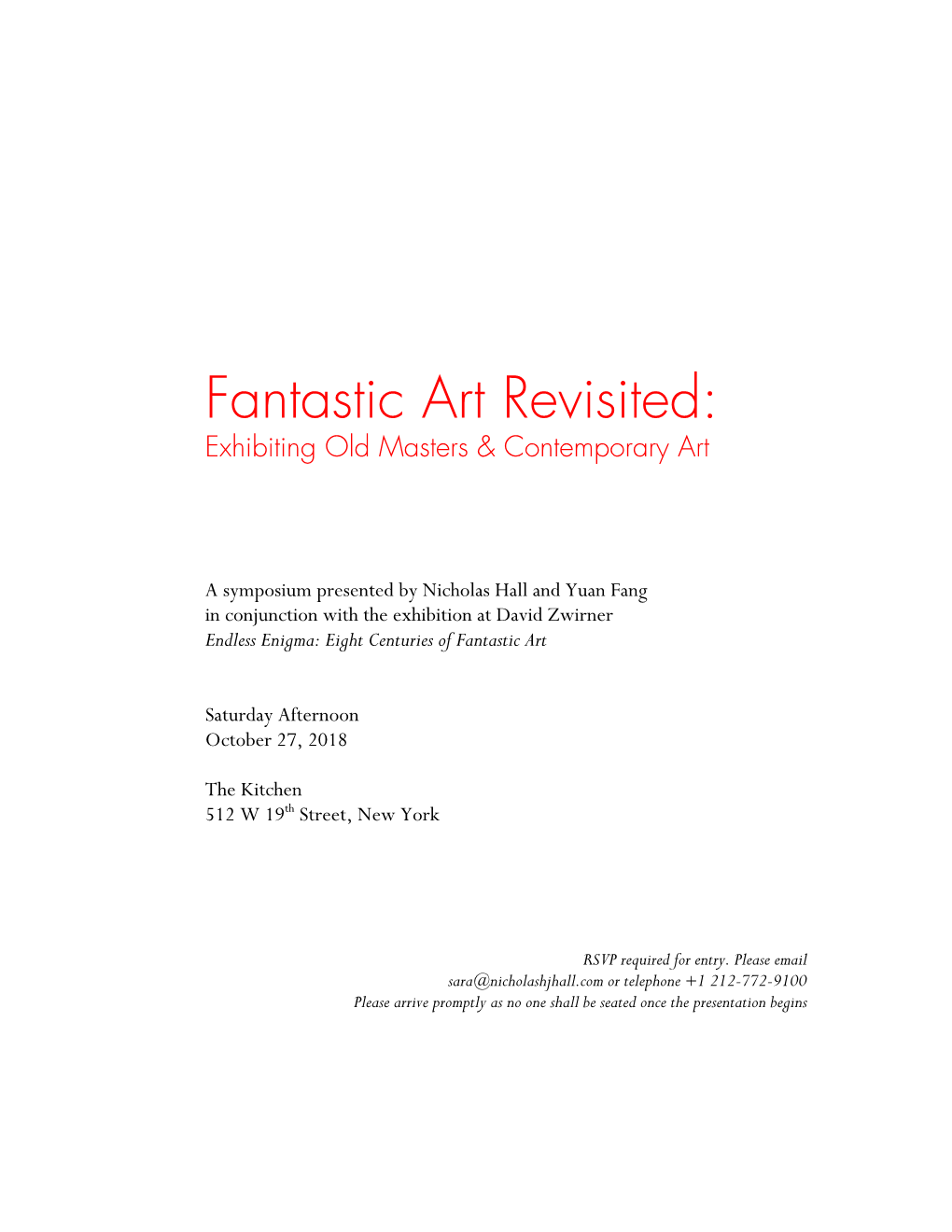 Fantastic Art Revisited: Exhibiting Old Masters & Contemporary Art