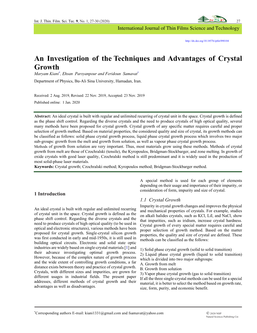 An Investigation of the Techniques and Advantages of Crystal Growth