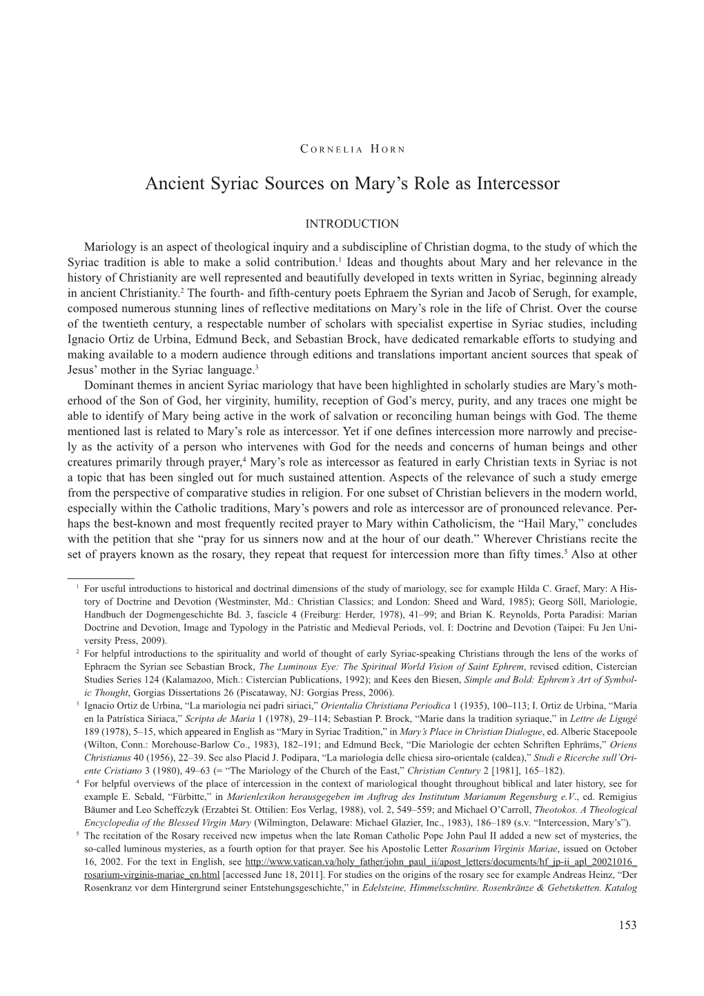 Ancient Syriac Sources on Mary's Role As Intercessor
