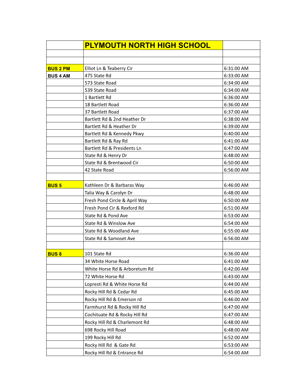 PLYMOUTH NORTH BUS ROUTES 2021-2022.Pdf