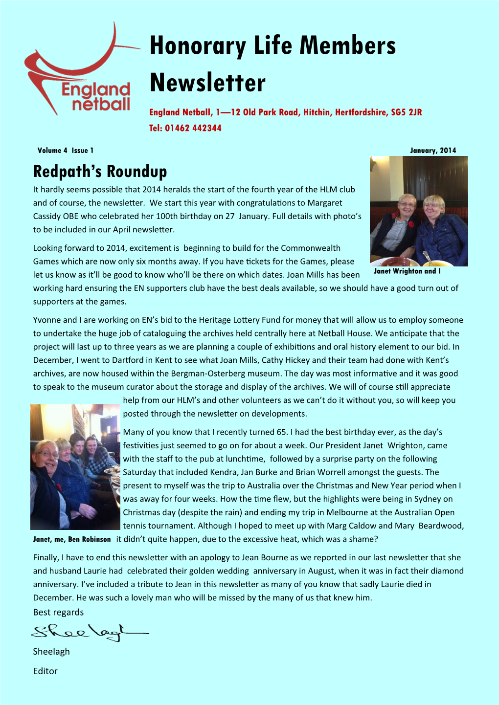 Honorary Life Members Newsletter