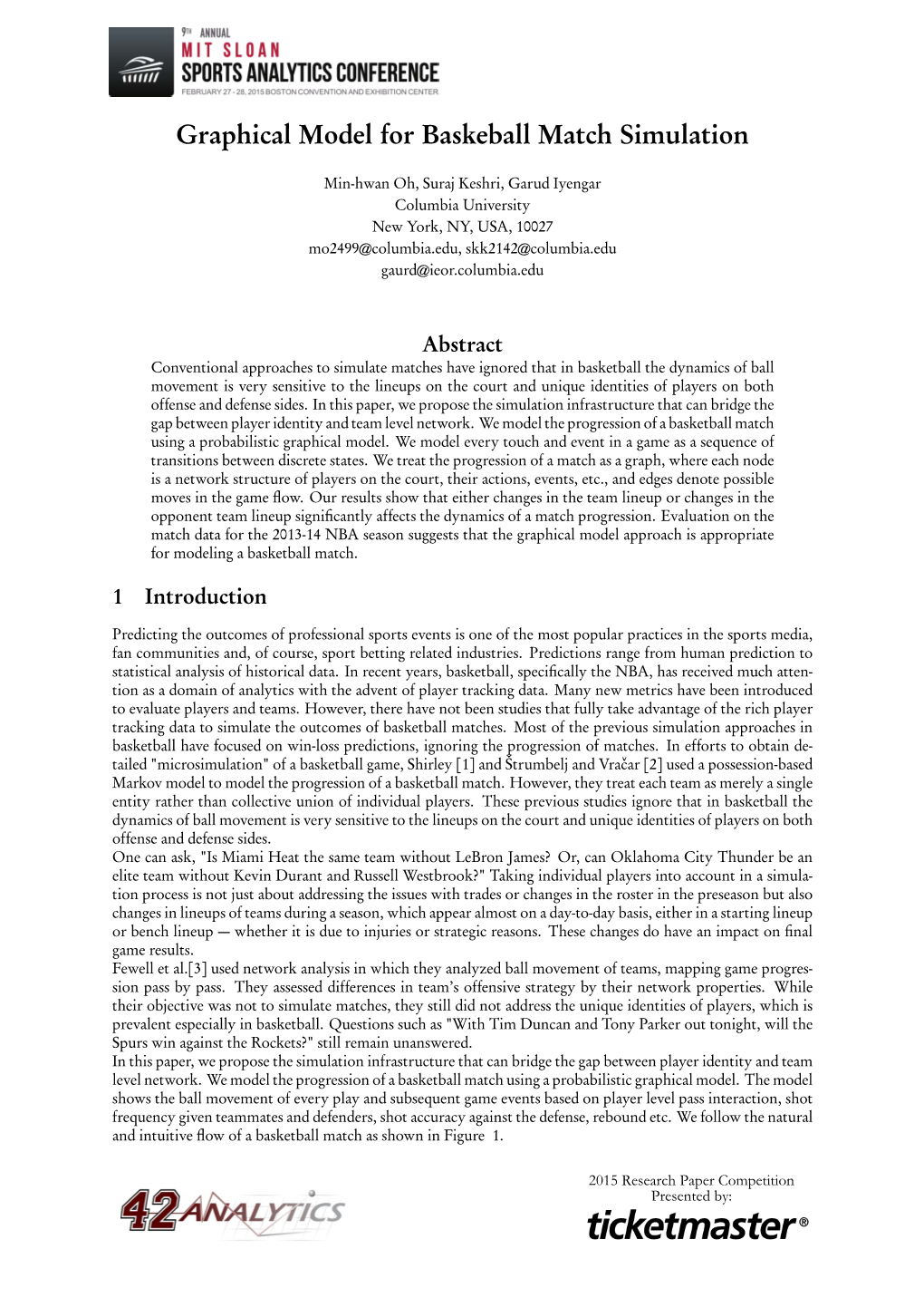 Graphical Model for Baskeball Match Simulation