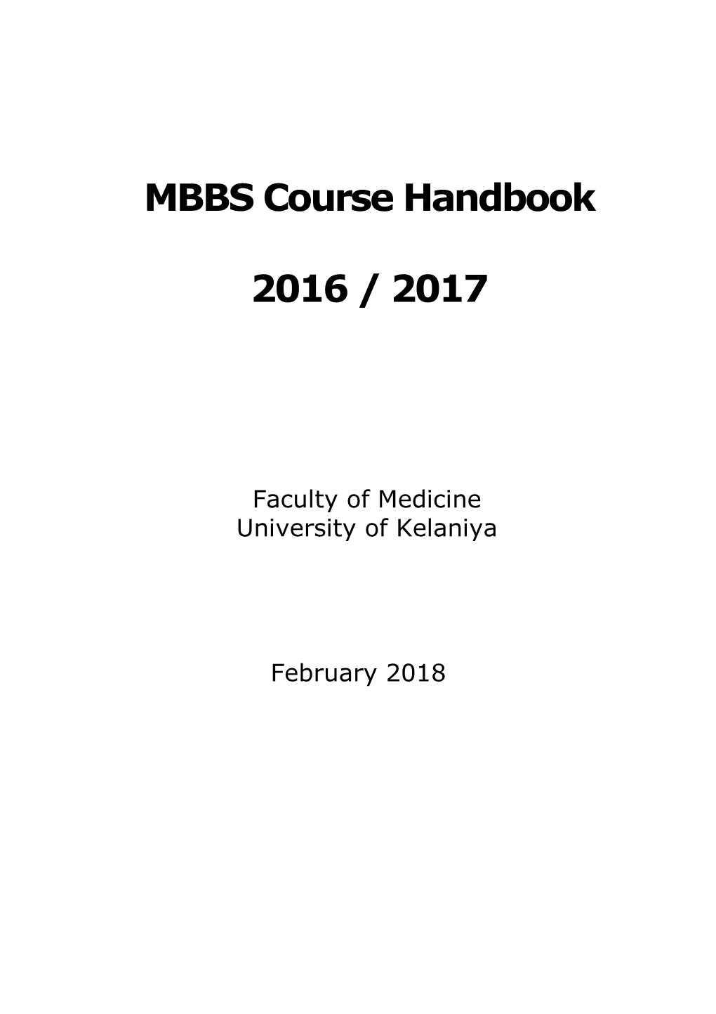 MBBS Course Handbook