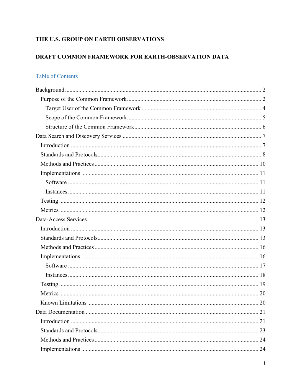 Draft Common Framework for Earth-Observation Data