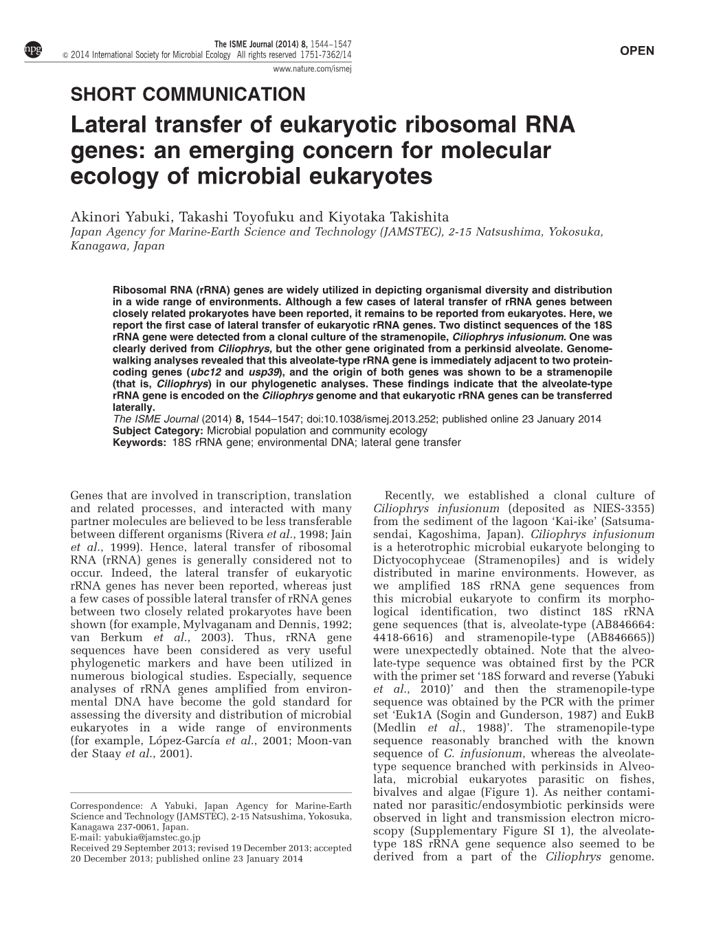 Lateral Transfer of Eukaryotic Ribosomal RNA Genes: an Emerging Concern for Molecular Ecology of Microbial Eukaryotes