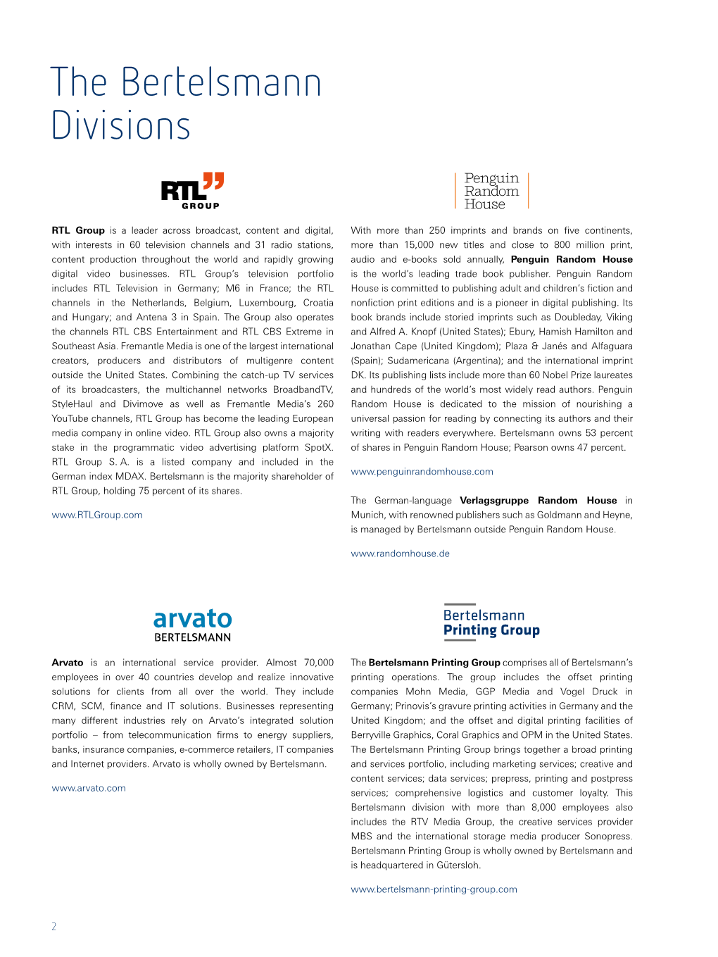 The Bertelsmann Divisions