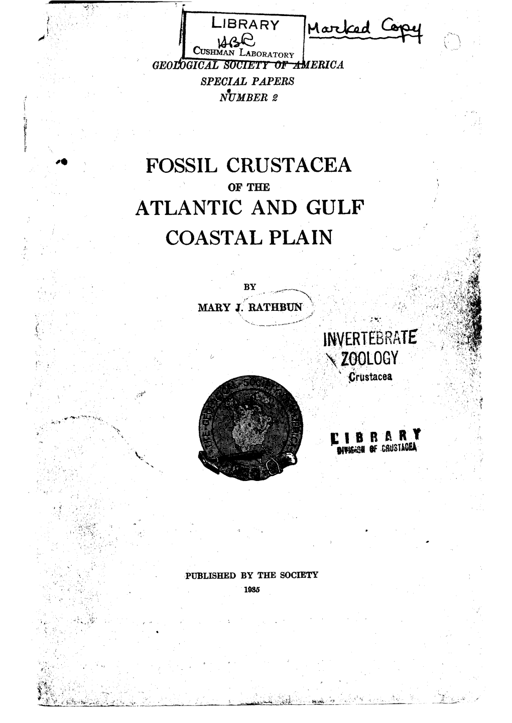 Fossil Crustacea Atlantic and Gulf Coastal Plain