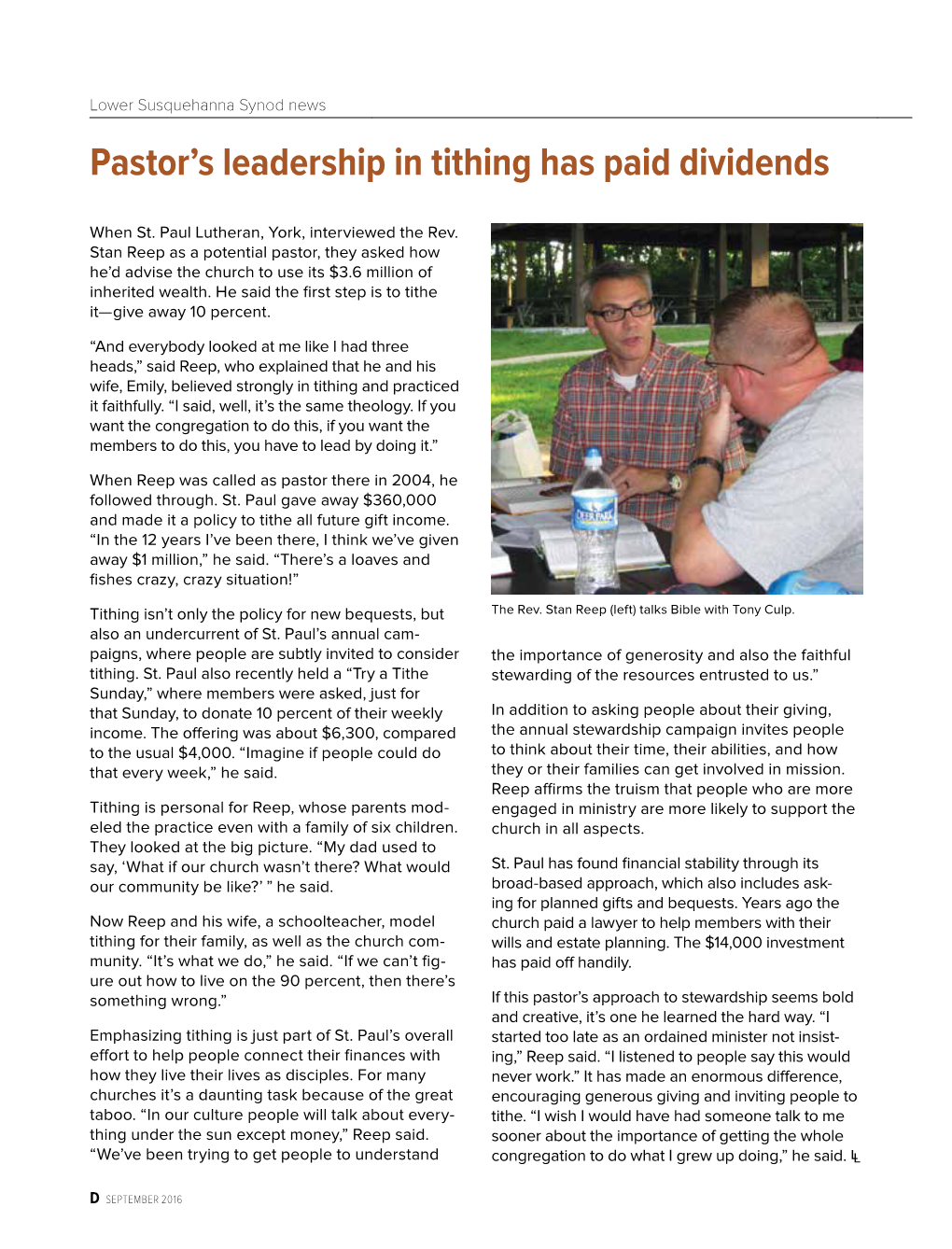 Pastor's Leadership in Tithing Has Paid Dividends