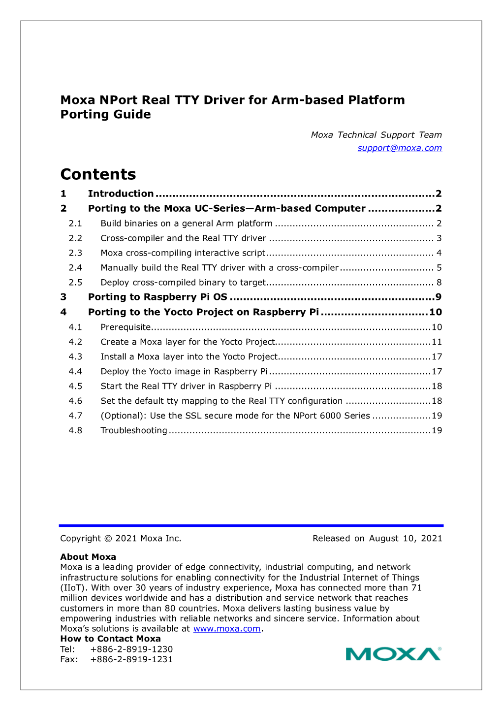 Moxa Nport Real TTY Driver for Arm-Based Platform Porting Guide