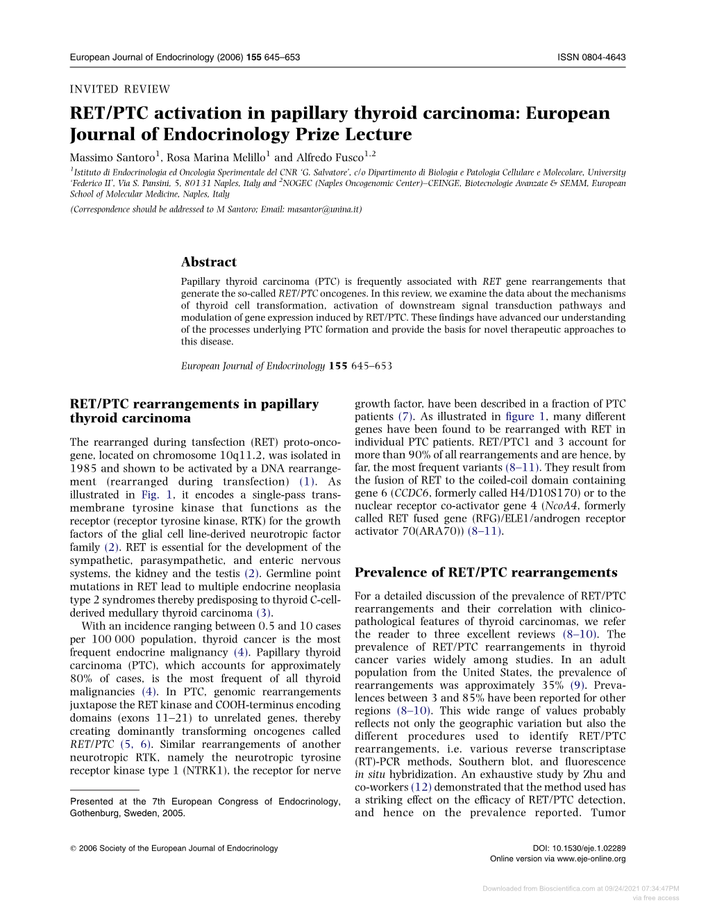 RET/PTC Activation in Papillary Thyroid Carcinoma