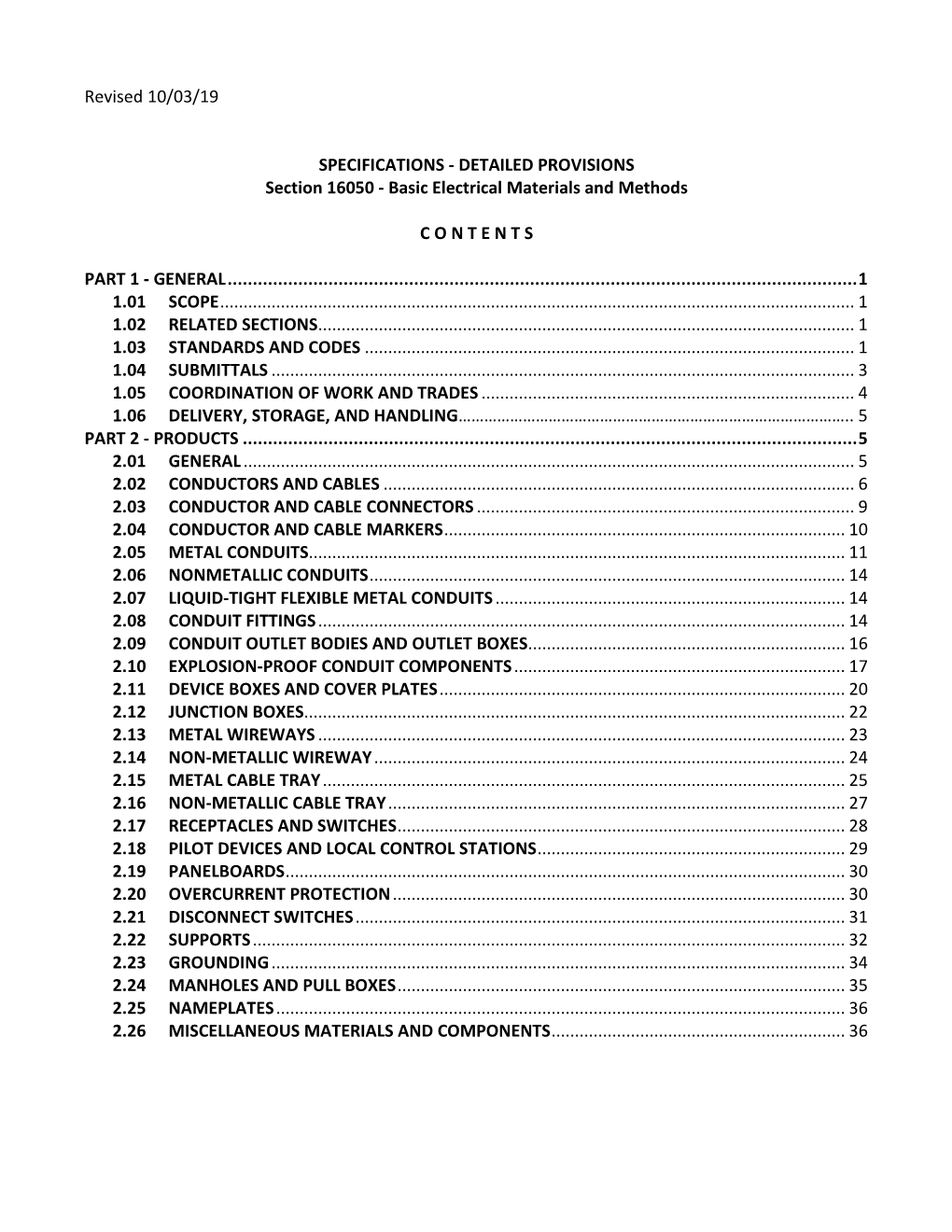 Section 16050 - Basic Electrical Materials and Methods