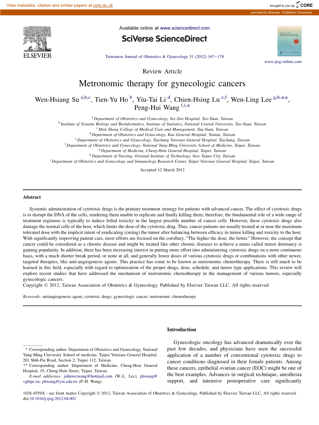 Metronomic Therapy for Gynecologic Cancers