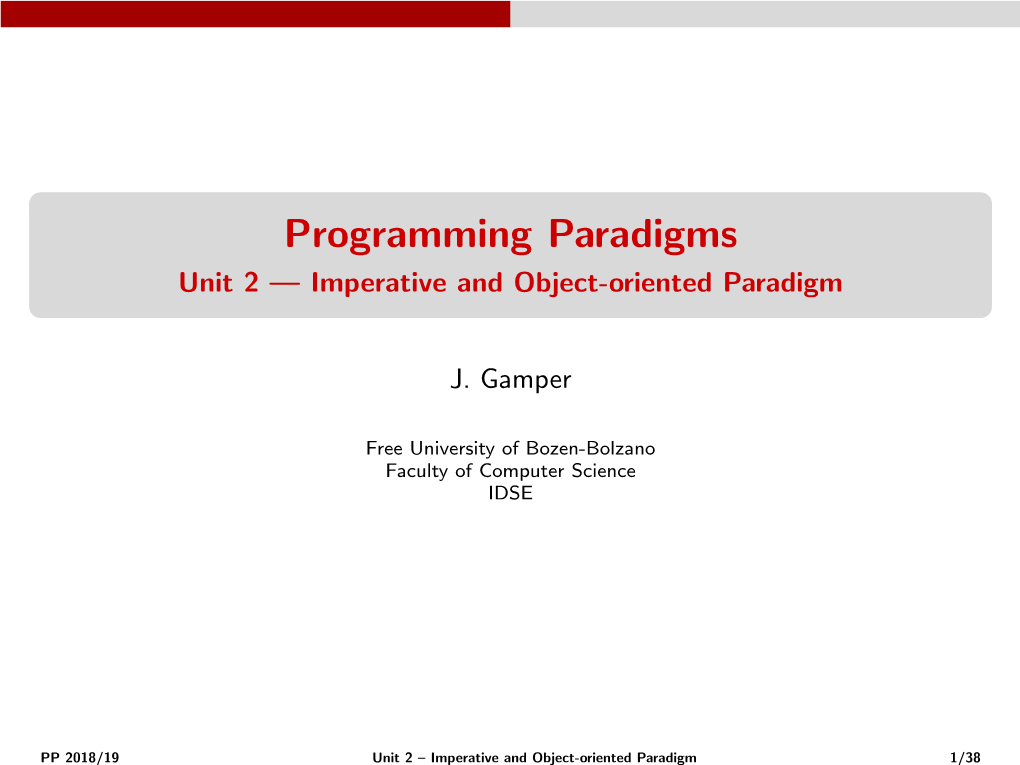 Unit 2 — Imperative and Object-Oriented Paradigm