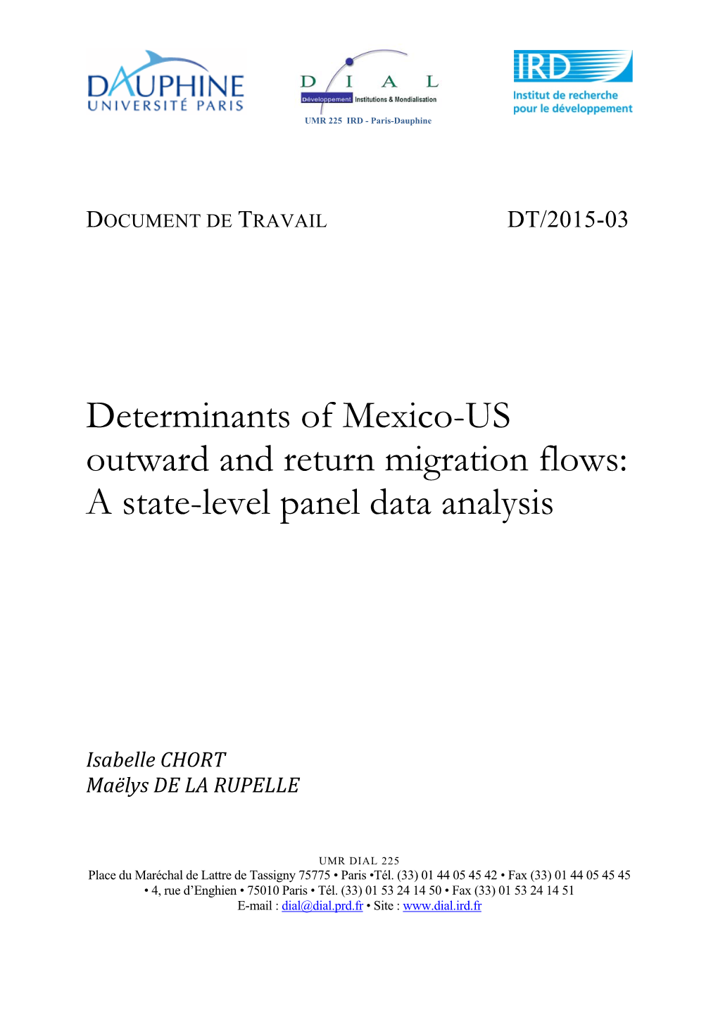 Determinants of Mexico-US Outward and Return Migration Flows