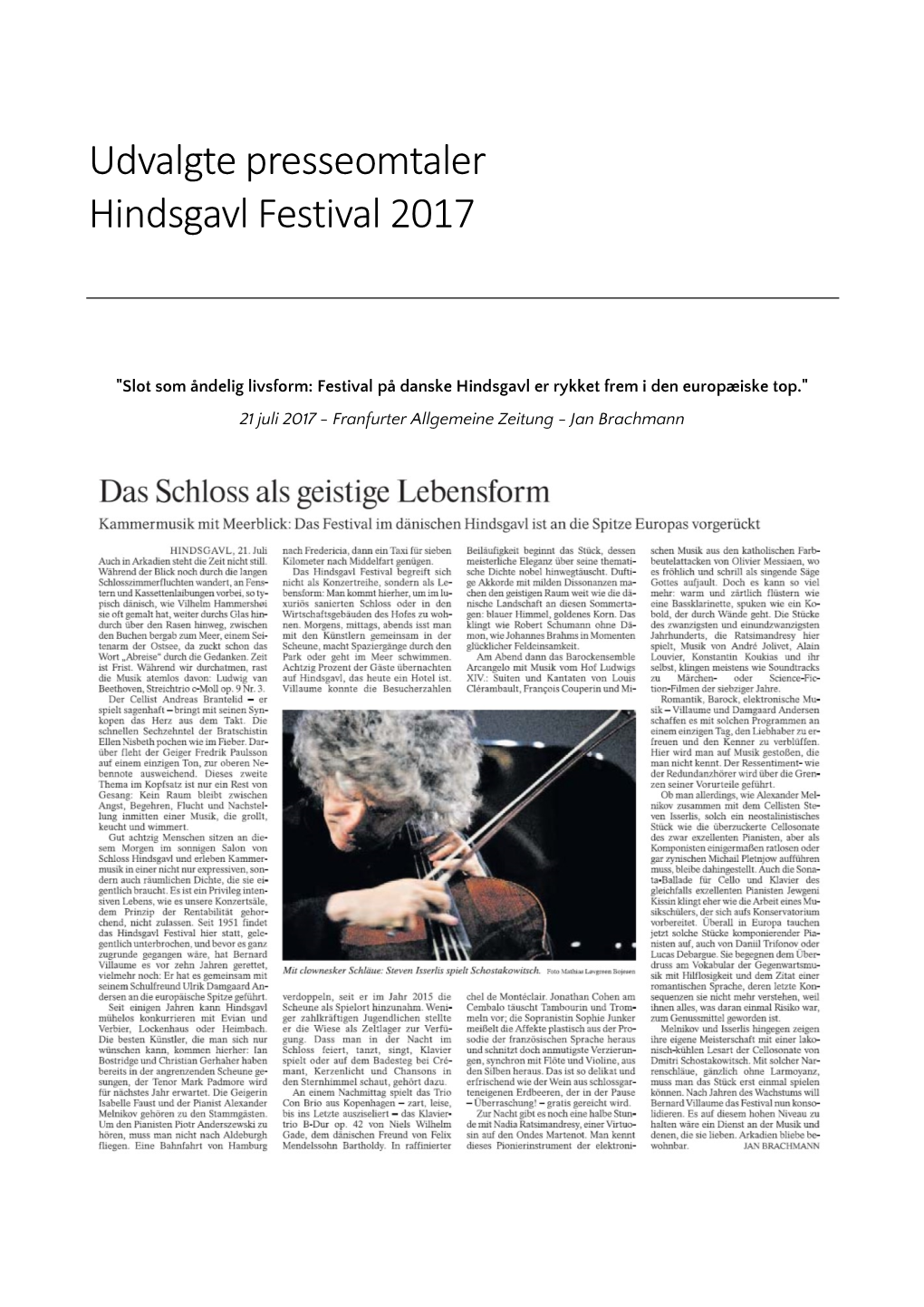 Udvalgte Presseomtaler Hindsgavl Festival 2017