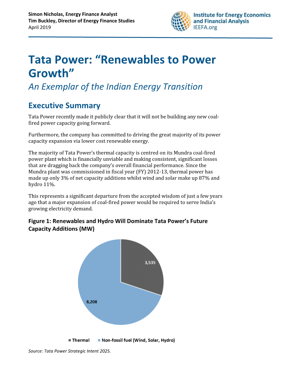 Tata Power: “Renewables to Power Growth” an Exemplar of the Indian Energy Transition