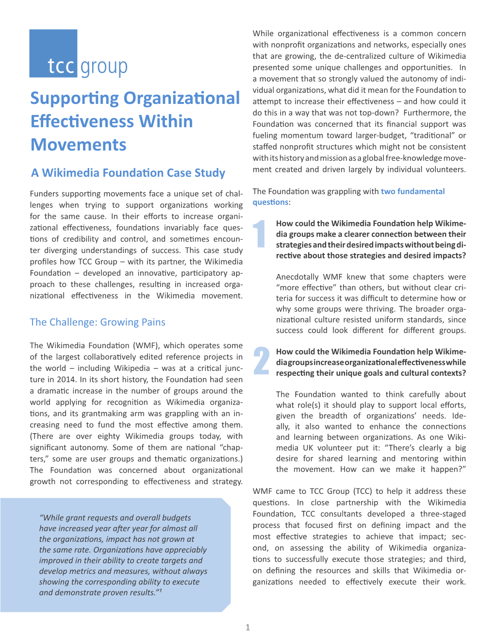 Supporting Organizational Effectiveness Within Movements