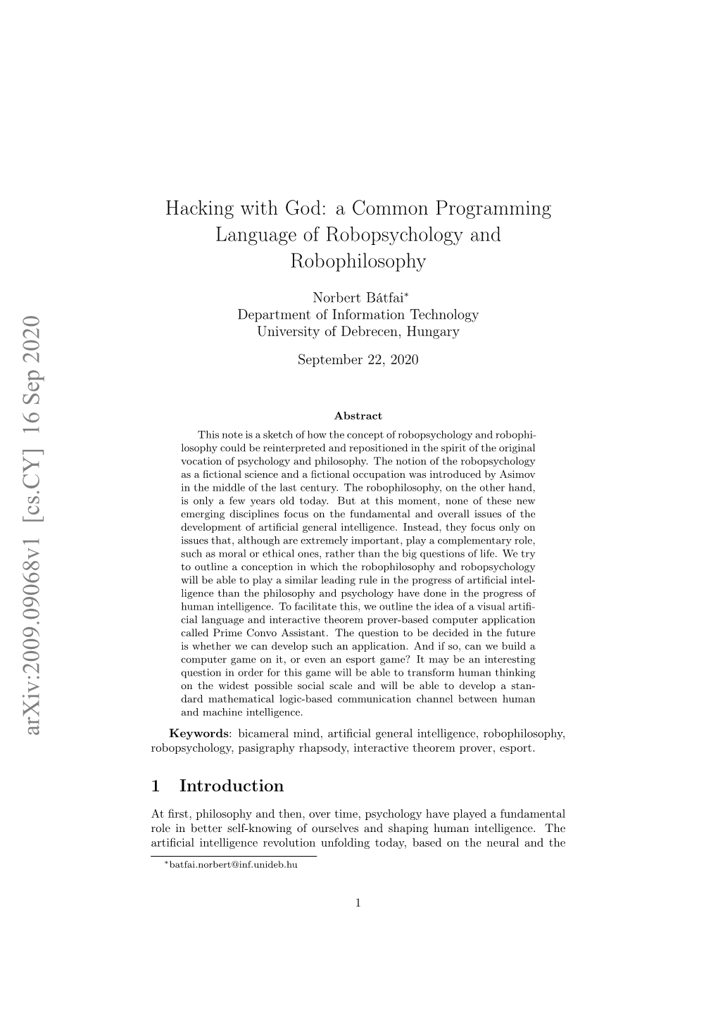 Arxiv:2009.09068V1 [Cs.CY] 16 Sep 2020