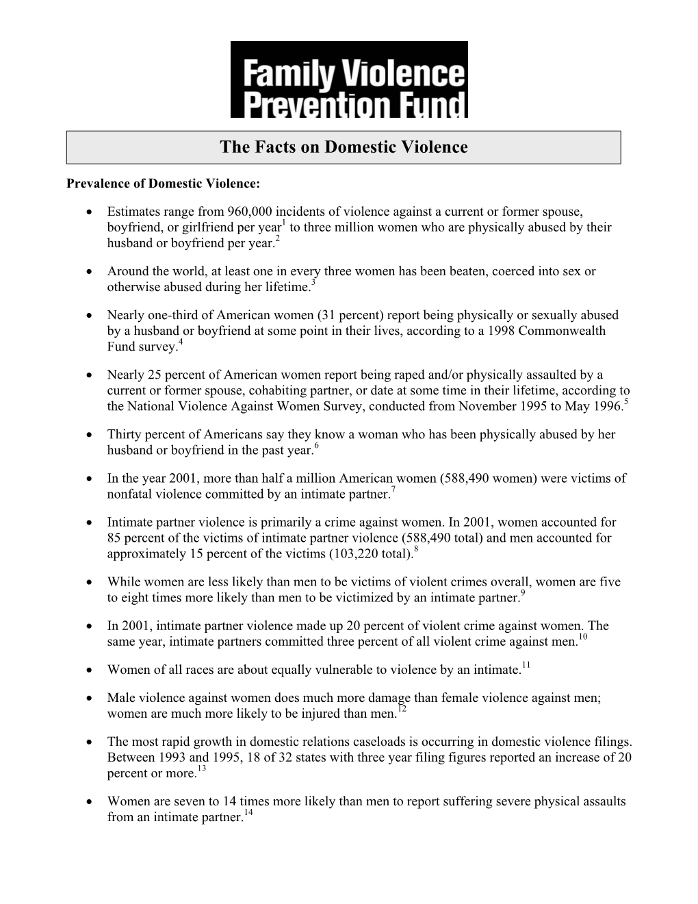 The Facts on Domestic Violence