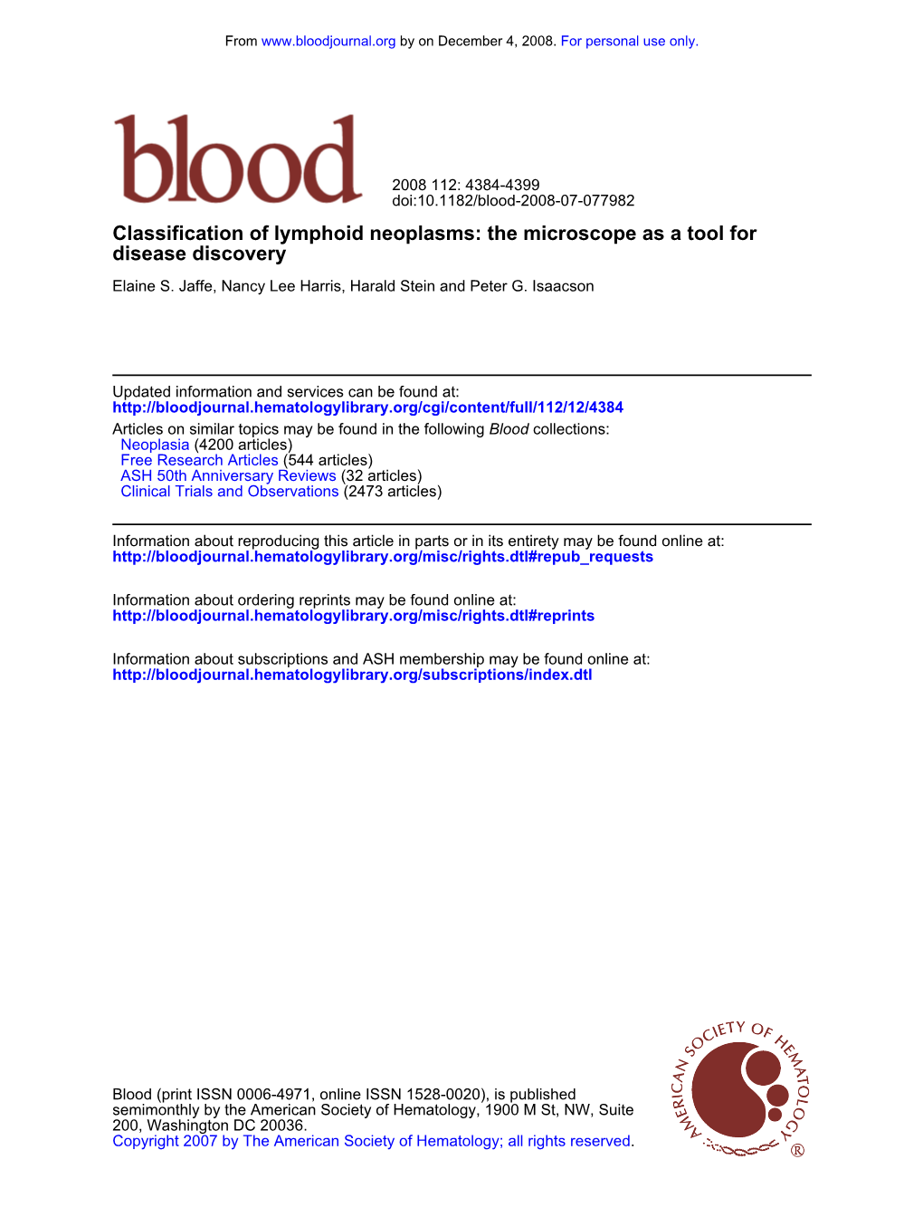 Disease Discovery Classification of Lymphoid Neoplasms