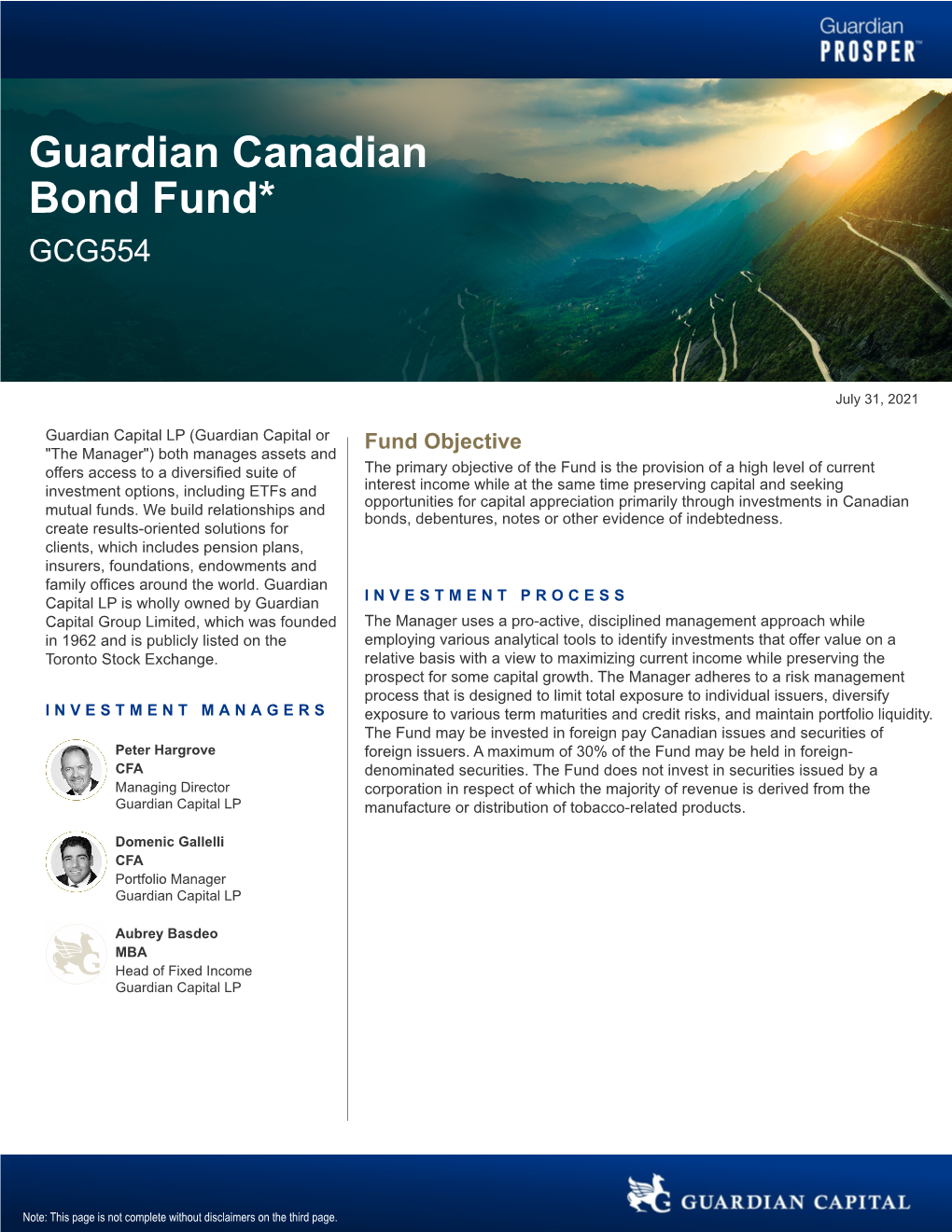 Guardian Canadian Bond Fund* GCG554